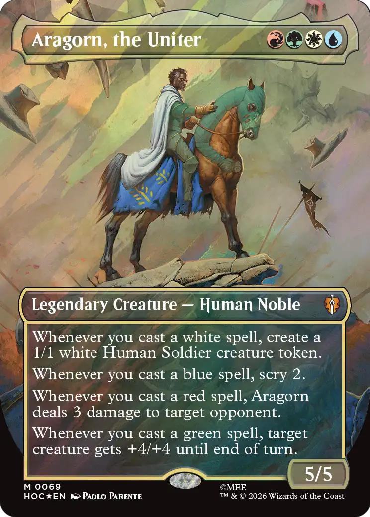 Aragorn, the Uniter (Borderless) (Surge Foil) [The Hobbit: Eternal-Legal] | Anubis Games and Hobby