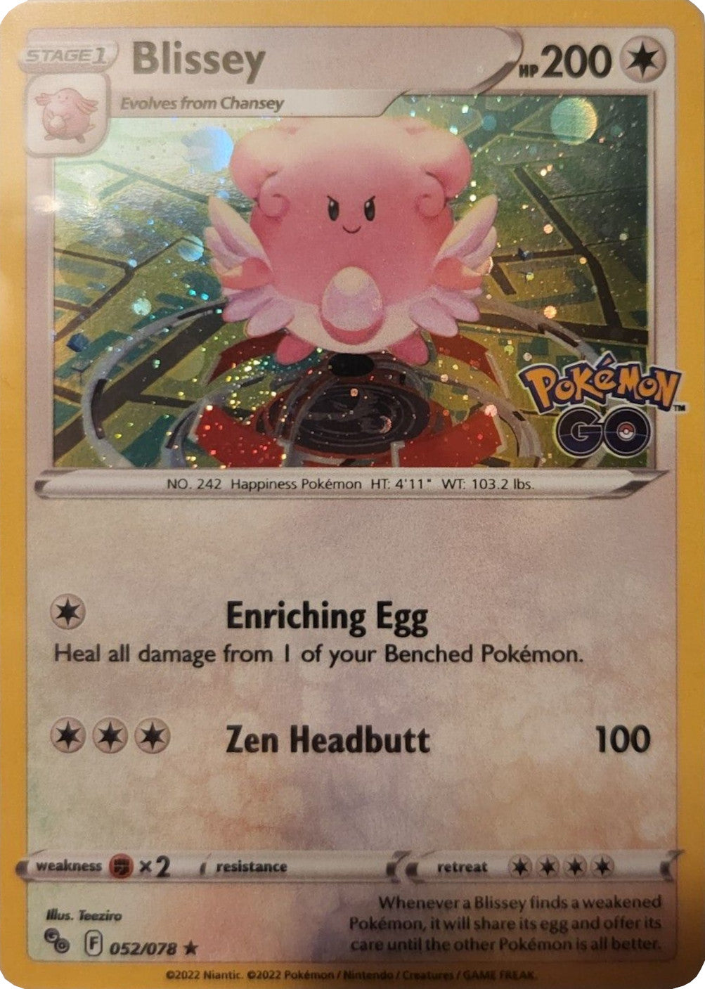 Blissey (052/078) (Cosmos Holo) [Pokémon GO] | Anubis Games and Hobby