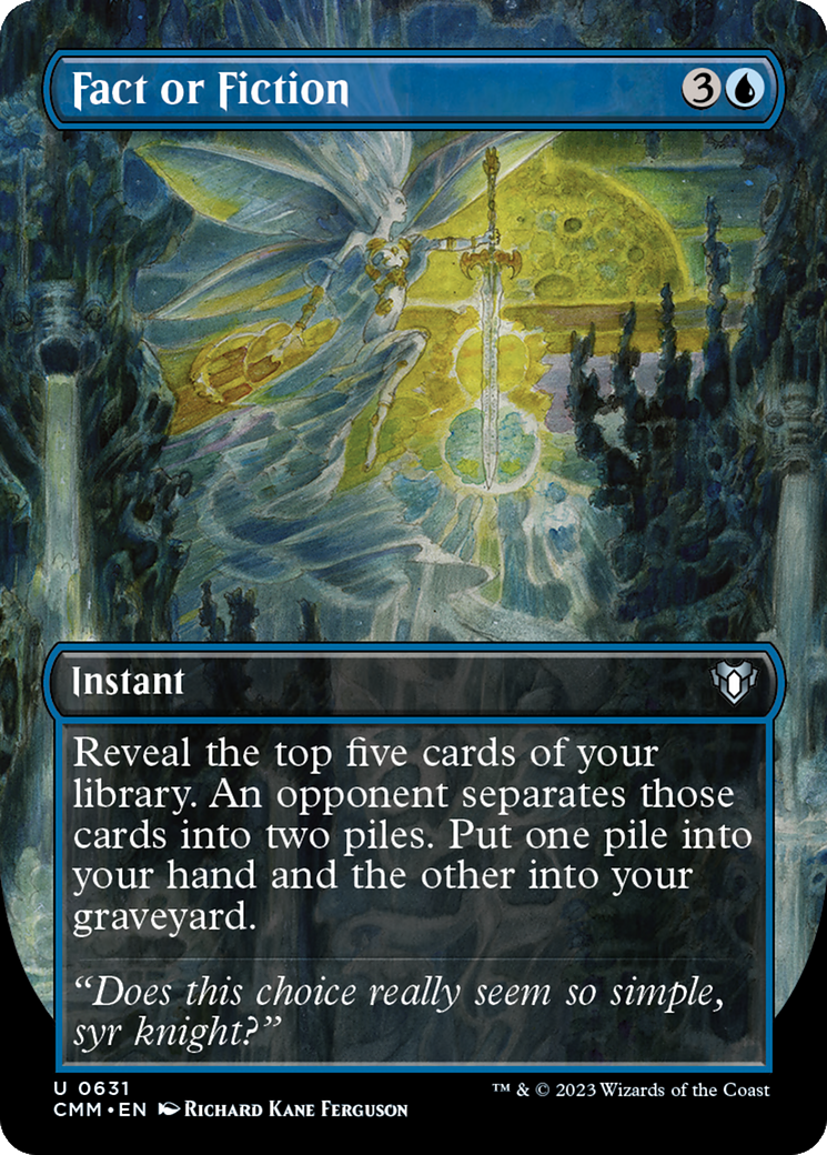 Fact or Fiction (Borderless Alternate Art) [Commander Masters] | Anubis Games and Hobby