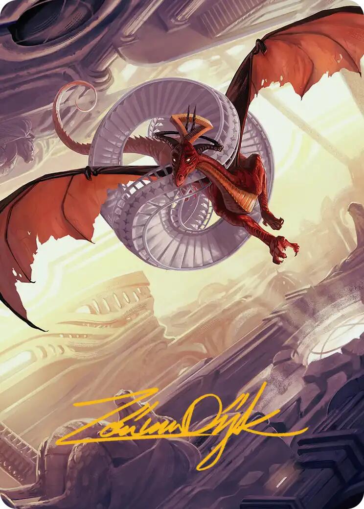 Draconic Visitor Art Card (Gold-Stamped Signature) [Reality Fracture Art Series] | Anubis Games and Hobby