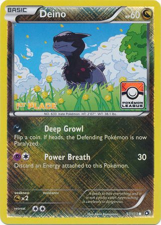 Deino (97/113) (League Promo 1st Place) [Black & White: Legendary Treasures] | Anubis Games and Hobby