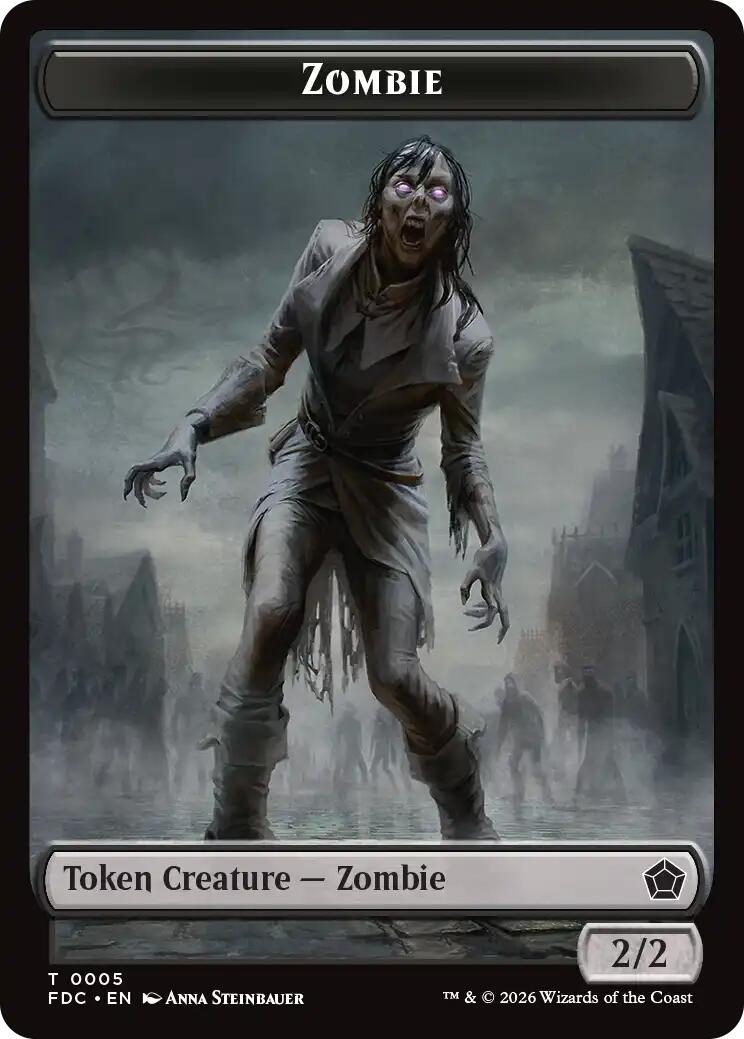 Zombie // The Monarch Double-Sided Token [Foundations Commander Tokens] | Anubis Games and Hobby