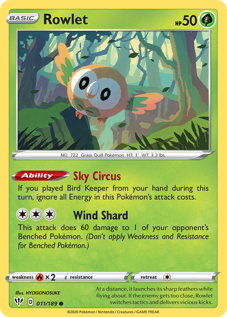 Rowlet (011/189) [Sword & Shield: Darkness Ablaze] | Anubis Games and Hobby