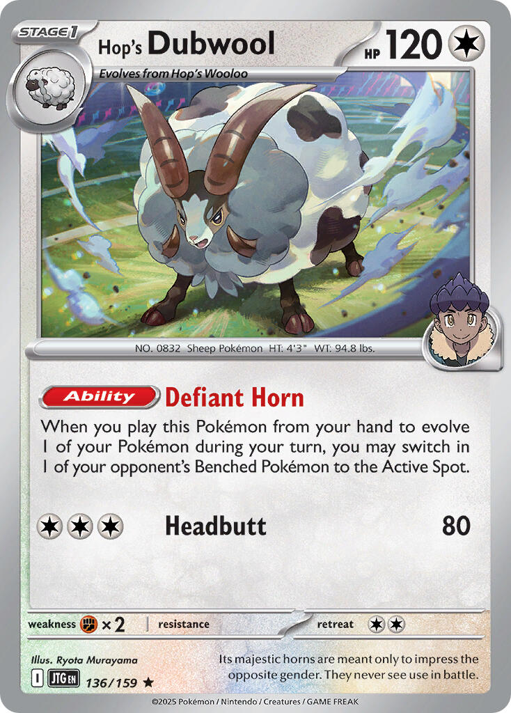 Hop's Dubwool (136/159) (Deck Exclusive) [Scarlet & Violet: Journey Together] | Anubis Games and Hobby