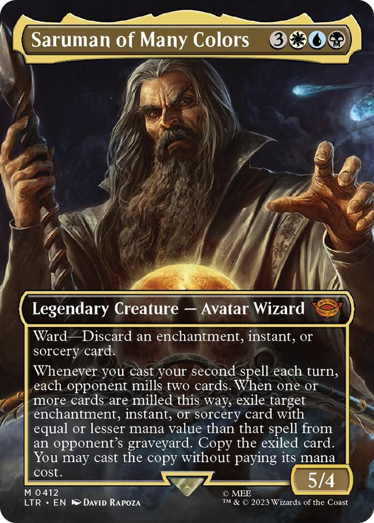 Saruman of Many Colors (Borderless Alternate Art) [The Lord of the Rings: Tales of Middle-Earth] | Anubis Games and Hobby