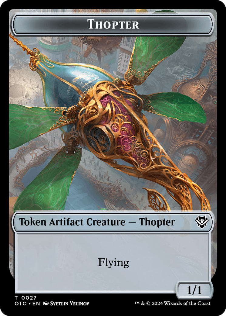 Thopter // Manifest Double-Sided Token [Outlaws of Thunder Junction Commander Tokens] | Anubis Games and Hobby