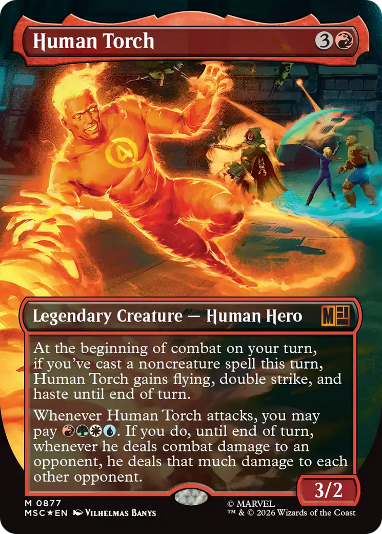 Human Torch (Borderless) (Surge Foil) [Marvel Super Heroes Commander] | Anubis Games and Hobby