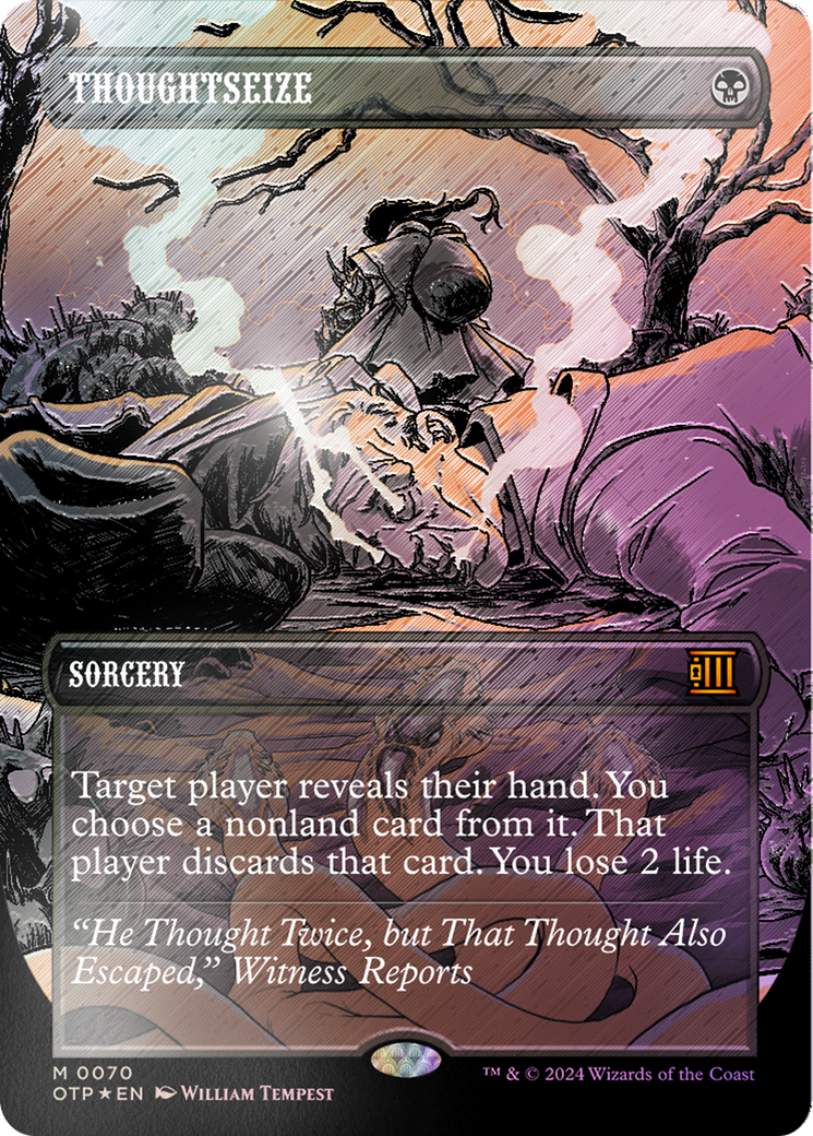 Thoughtseize (Textured Foil) [Outlaws of Thunder Junction: Breaking News] | Anubis Games and Hobby