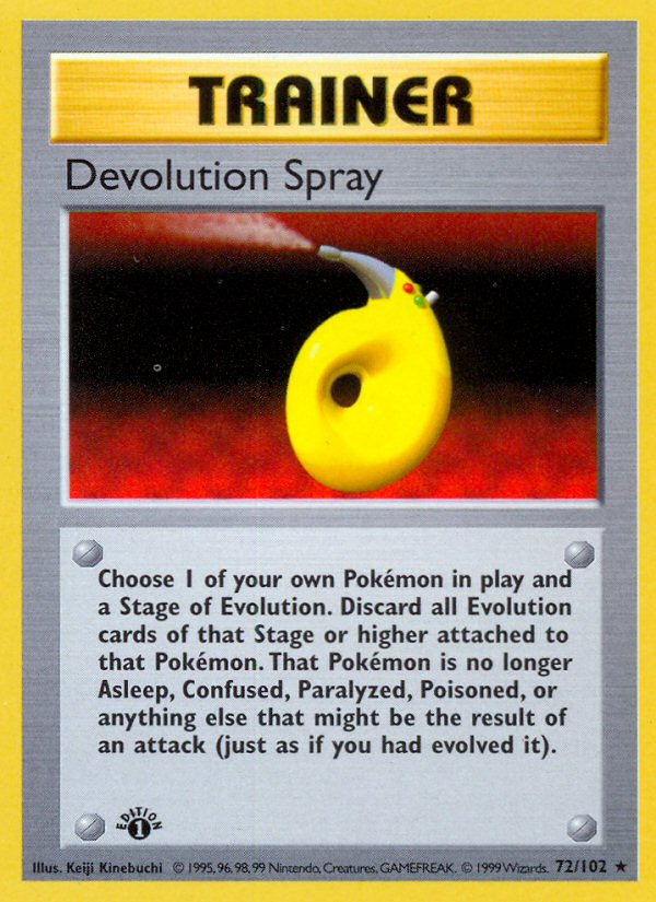 Devolution Spray (72/102) (Shadowless) [Base Set 1st Edition] | Anubis Games and Hobby