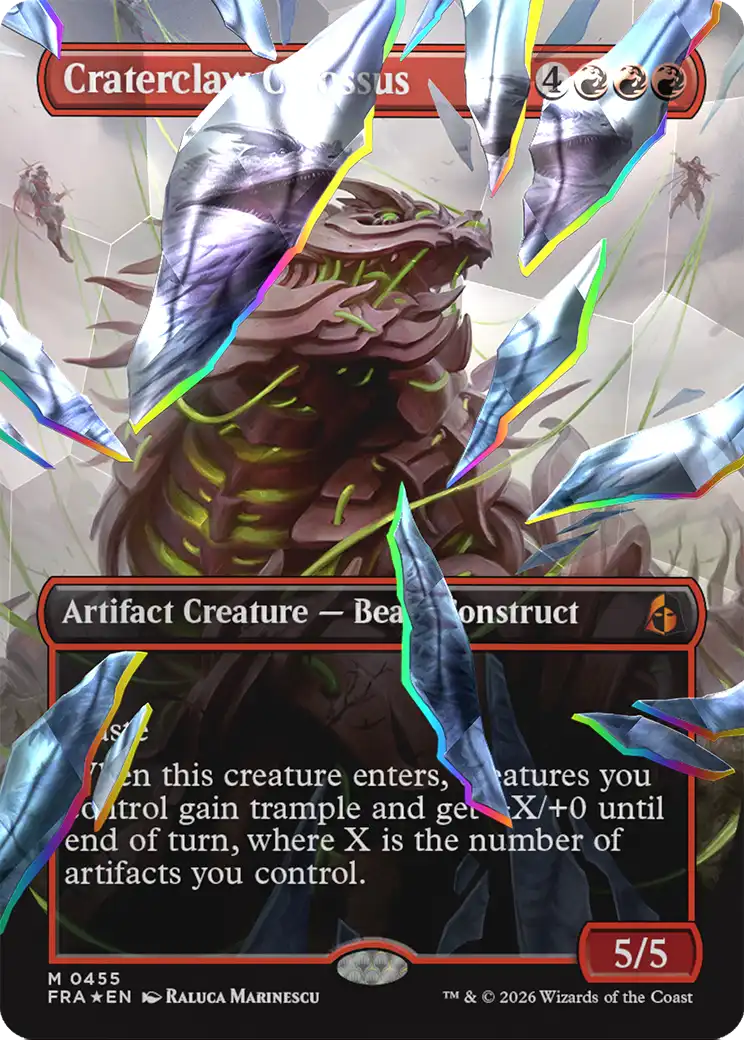 Craterclaw Colossus (Borderless) (Facet Foil) [Reality Fracture] | Anubis Games and Hobby