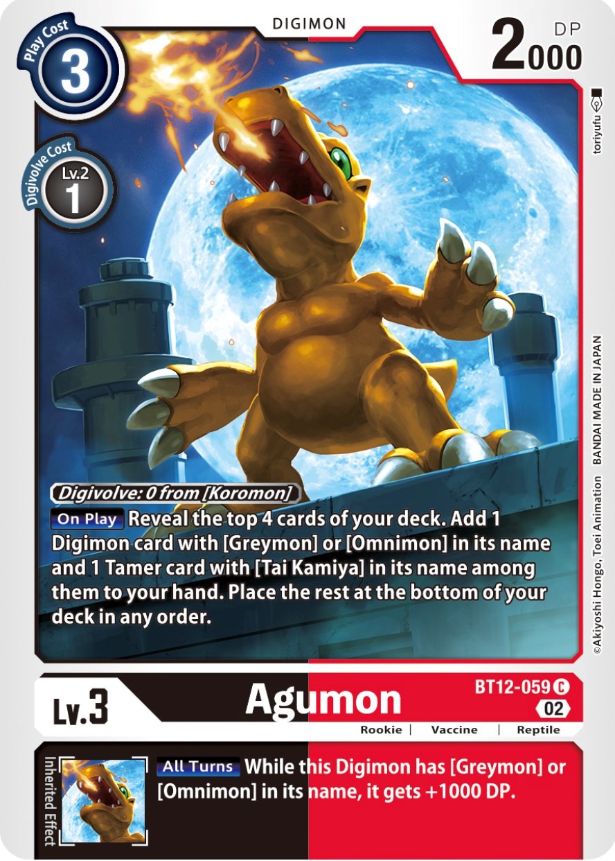 Agumon [BT12-059] [Across Time] | Anubis Games and Hobby