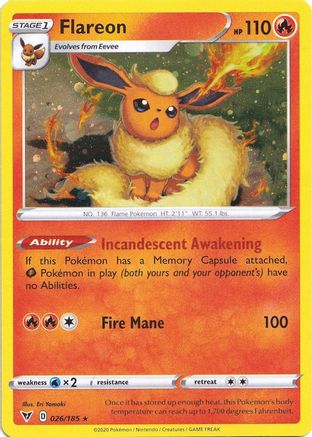 Flareon (026/185) (Cosmos Holo) [Sword & Shield: Vivid Voltage] | Anubis Games and Hobby