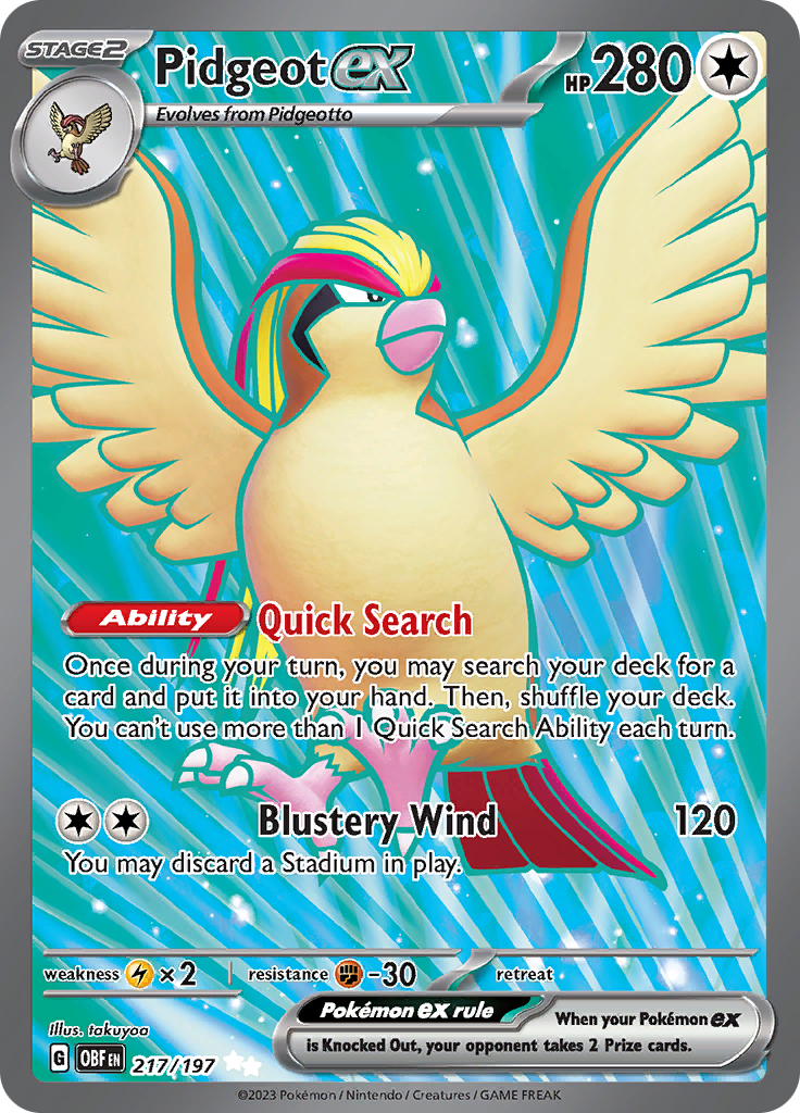 Pidgeot ex (217/197) [Scarlet & Violet: Obsidian Flames] | Anubis Games and Hobby