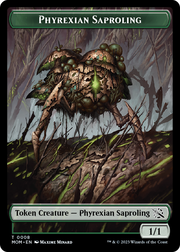 Warrior // Phyrexian Saproling Double-Sided Token [March of the Machine Tokens] | Anubis Games and Hobby