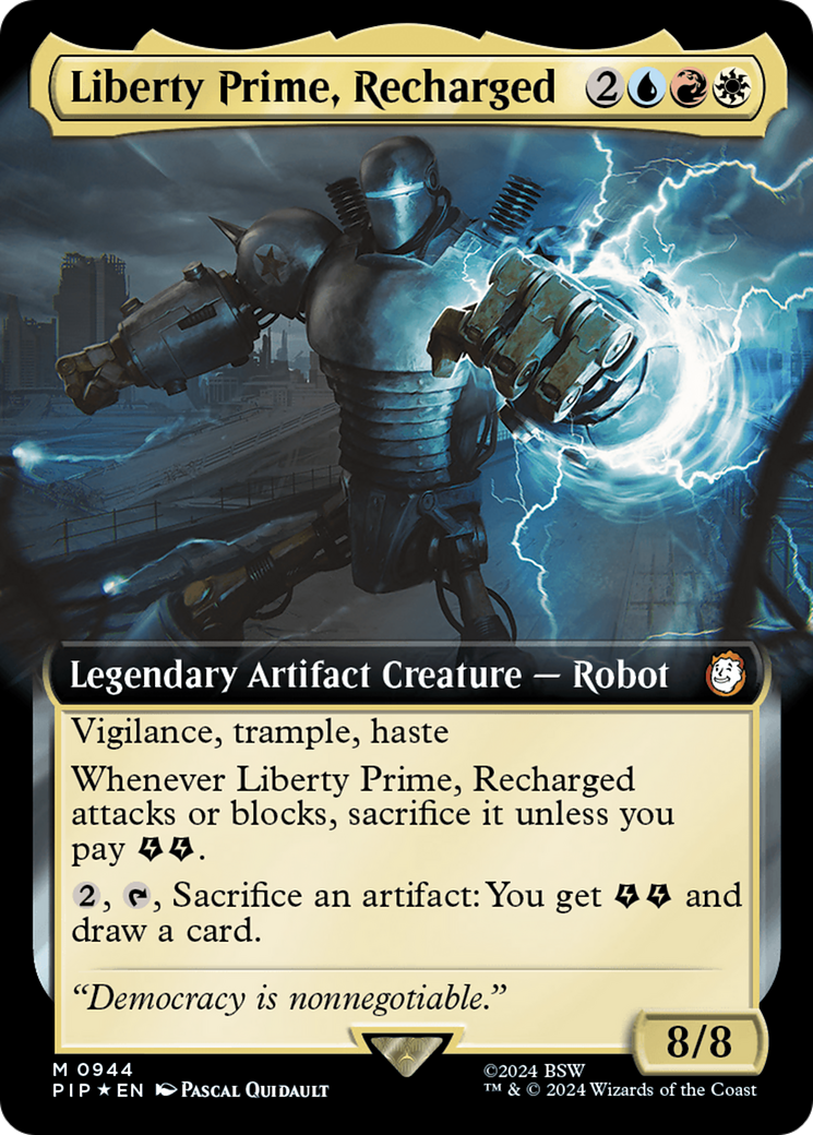 Liberty Prime, Recharged (Extended Art) (Surge Foil) [Fallout] | Anubis Games and Hobby