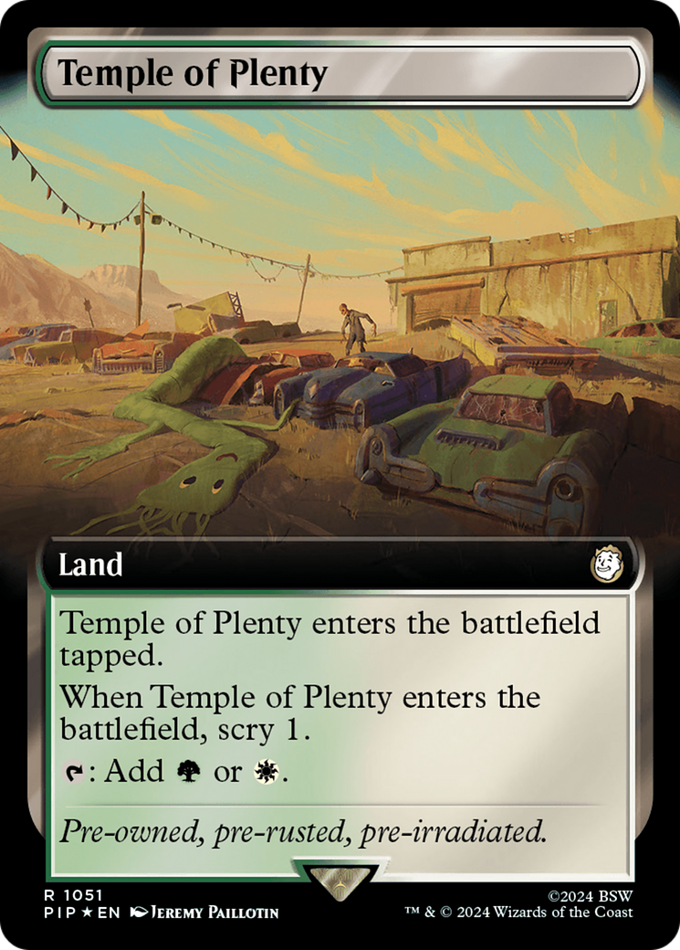 Temple of Plenty (Extended Art) (Surge Foil) [Fallout] | Anubis Games and Hobby