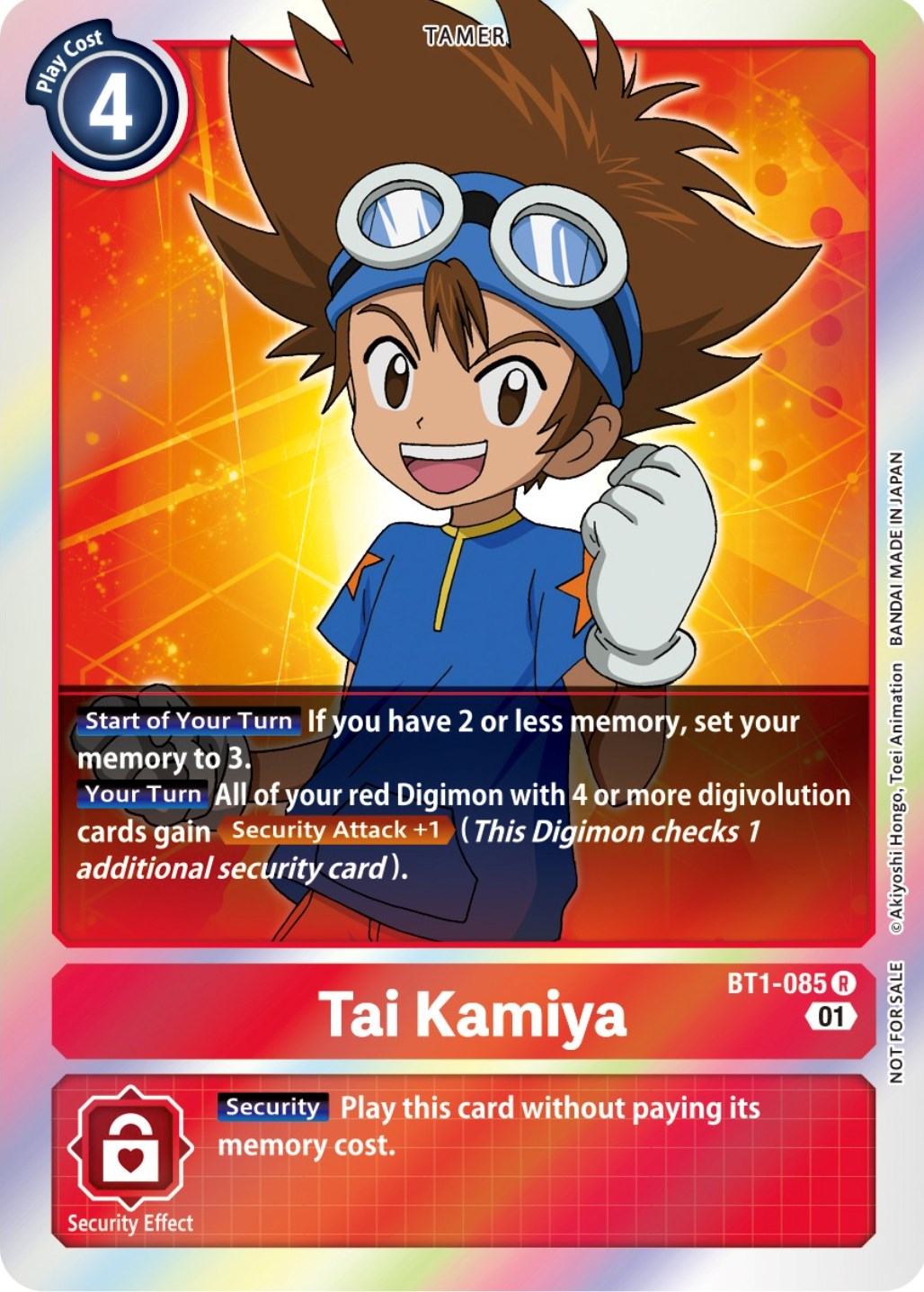 Tai Kamiya [BT1-085] (ST-11 Special Entry Pack) [Release Special Booster Promos] | Anubis Games and Hobby