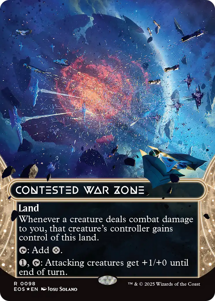 Contested War Zone (0098) (Borderless) (Galaxy Foil) [Edge of Eternities: Stellar Sights] | Anubis Games and Hobby