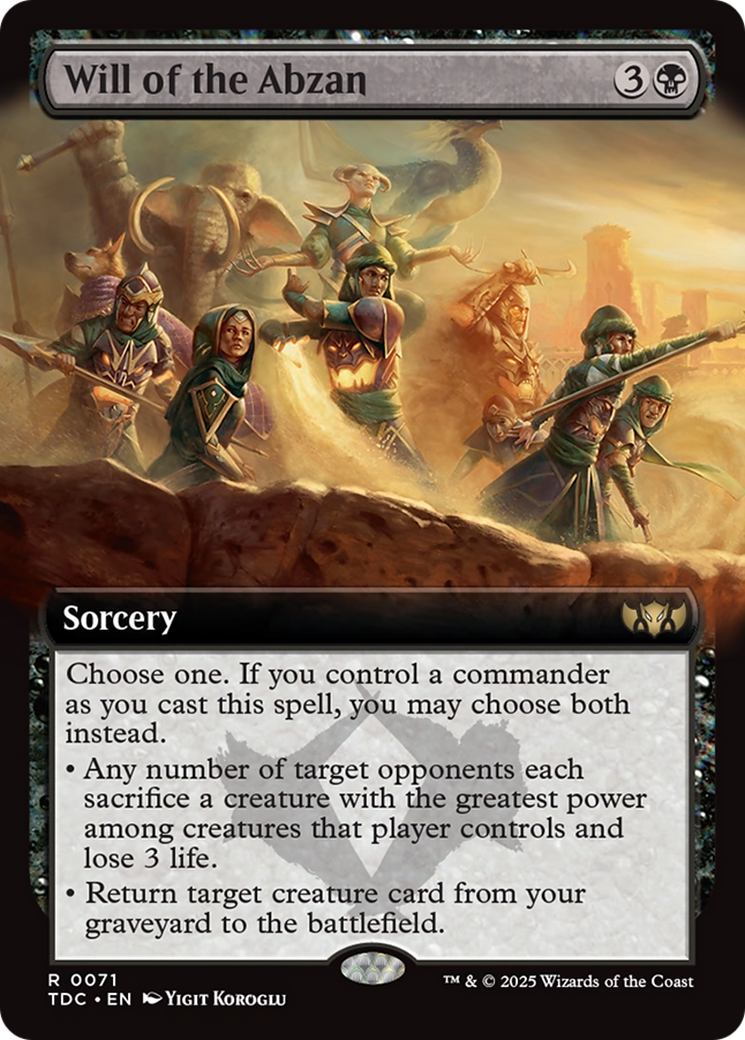 Will of the Abzan (Extended Art) [Tarkir: Dragonstorm Commander] | Anubis Games and Hobby
