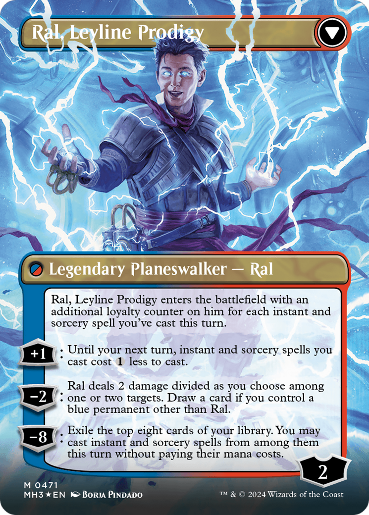 Ral, Monsoon Mage // Ral, Leyline Prodigy (Borderless) (Textured Foil) [Modern Horizons 3] | Anubis Games and Hobby