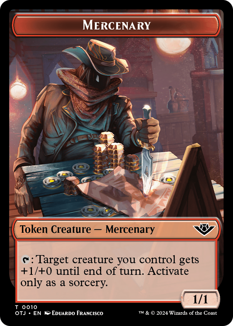 Mercenary // Golem Double-Sided Token [Outlaws of Thunder Junction Tokens] | Anubis Games and Hobby