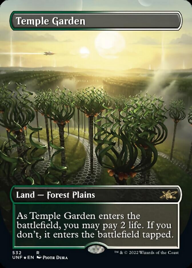 Temple Garden (Borderless) (Galaxy Foil) [Unfinity] | Anubis Games and Hobby