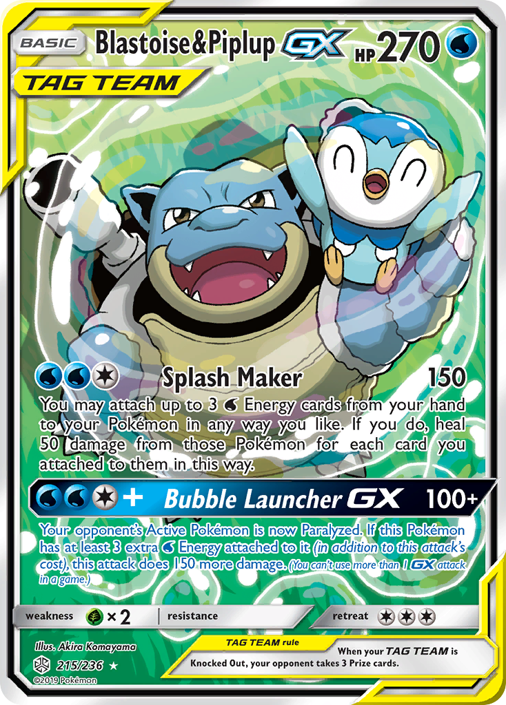 Blastoise & Piplup GX (215/236) [Sun & Moon: Cosmic Eclipse] | Anubis Games and Hobby