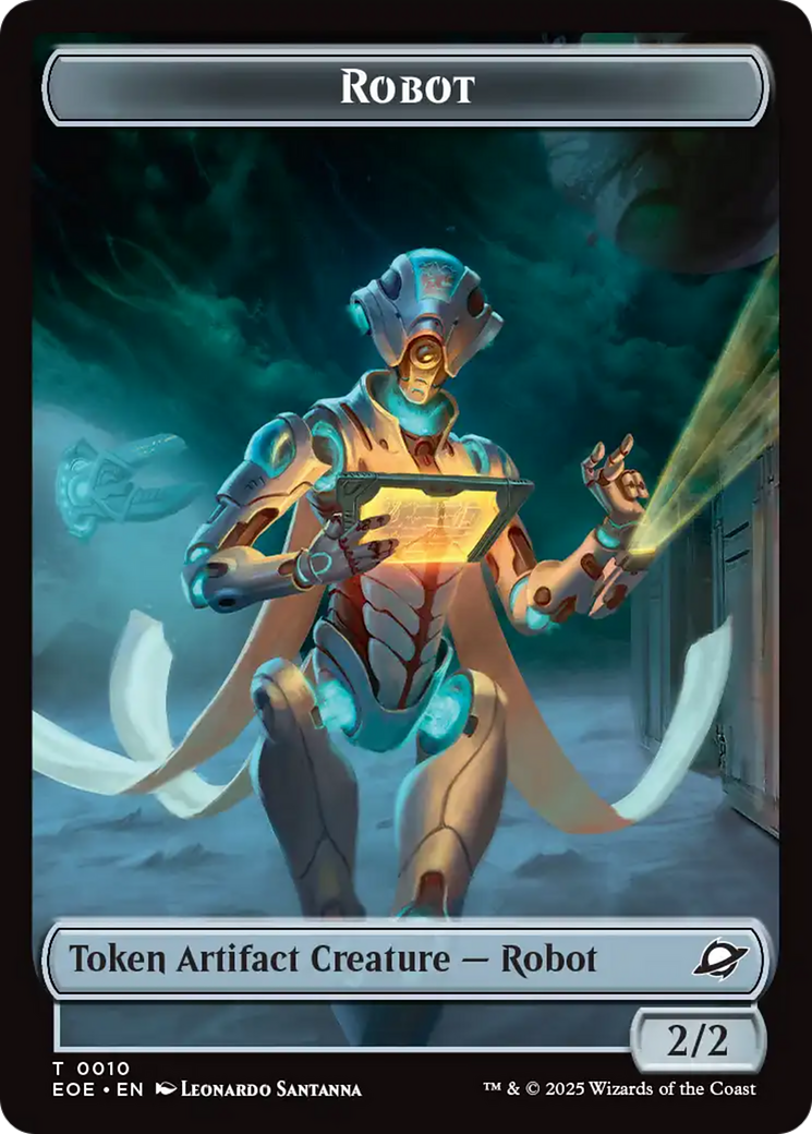 Robot // Emblem - Tezzeret, Cruel Captain Double-Sided Token [Edge of Eternities Tokens] | Anubis Games and Hobby