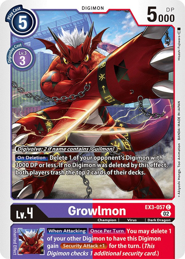 Growlmon [EX3-057] [Draconic Roar] | Anubis Games and Hobby