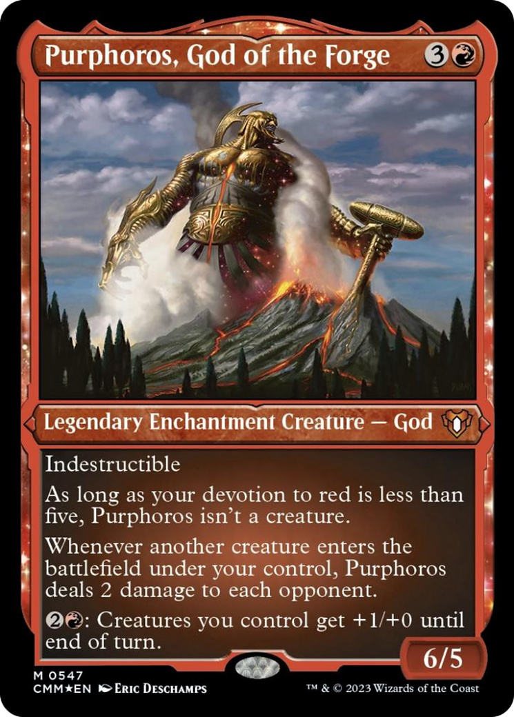 Purphoros, God of the Forge (Foil Etched) [Commander Masters] | Anubis Games and Hobby