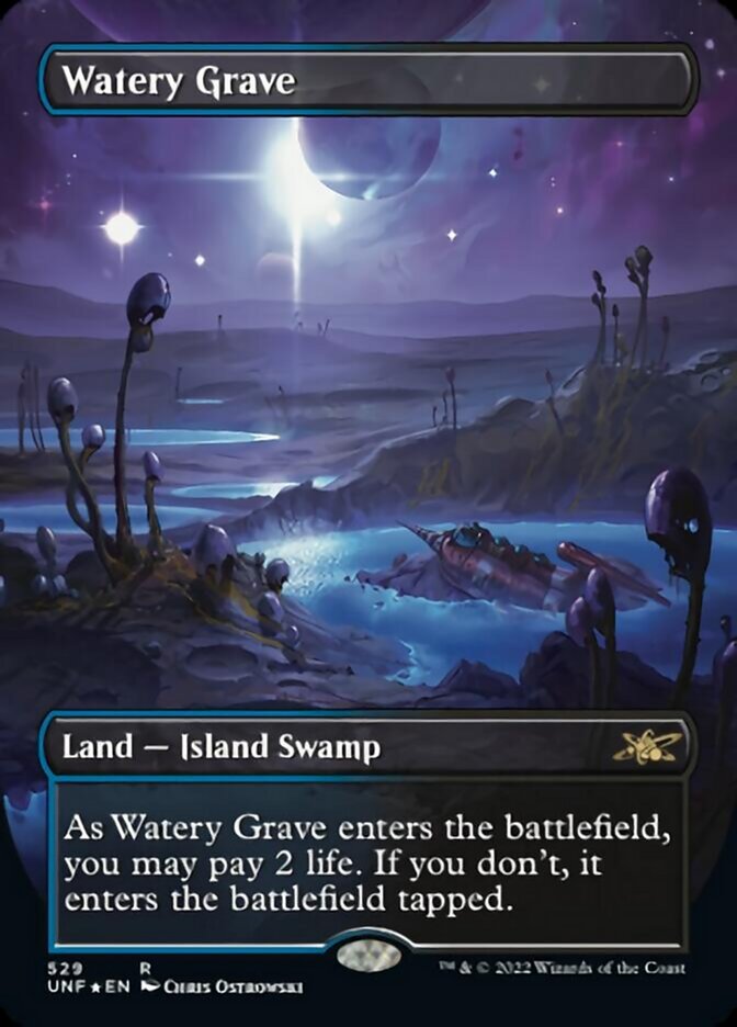 Watery Grave (Borderless) (Galaxy Foil) [Unfinity] | Anubis Games and Hobby