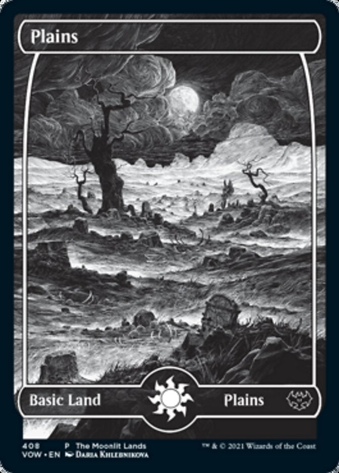 Plains (The Moonlit Lands) (Foil Etched) [Innistrad: Crimson Vow Promos] | Anubis Games and Hobby