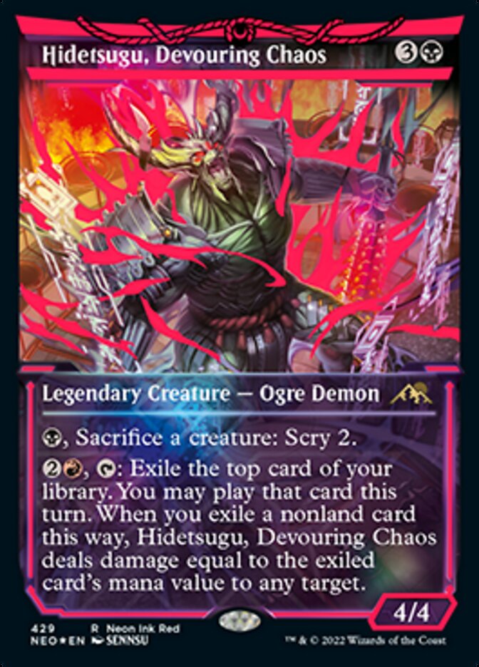 Hidetsugu, Devouring Chaos (Neon Ink Red) [Kamigawa: Neon Dynasty] | Anubis Games and Hobby