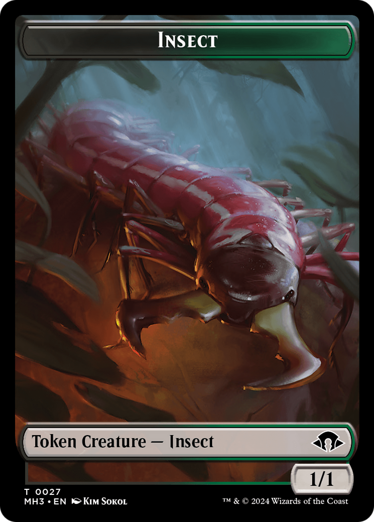 Zombie (Ripple Foil) // Insect (0027) Double-Sided Token [Modern Horizons 3 Tokens] | Anubis Games and Hobby