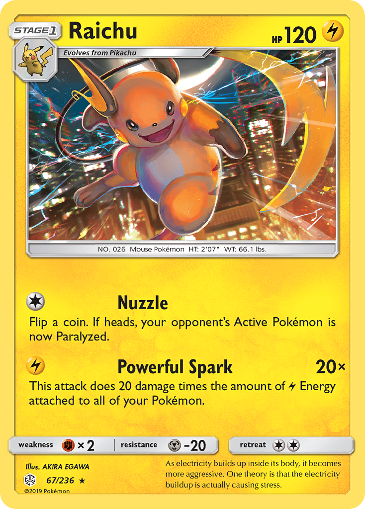 Raichu (67/236) [Sun & Moon: Cosmic Eclipse] | Anubis Games and Hobby