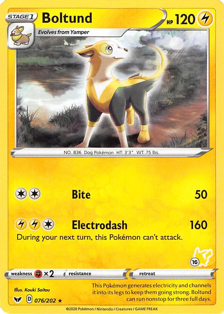 Boltund (076/202) (Pikachu Stamp #16) [Battle Academy 2022] | Anubis Games and Hobby