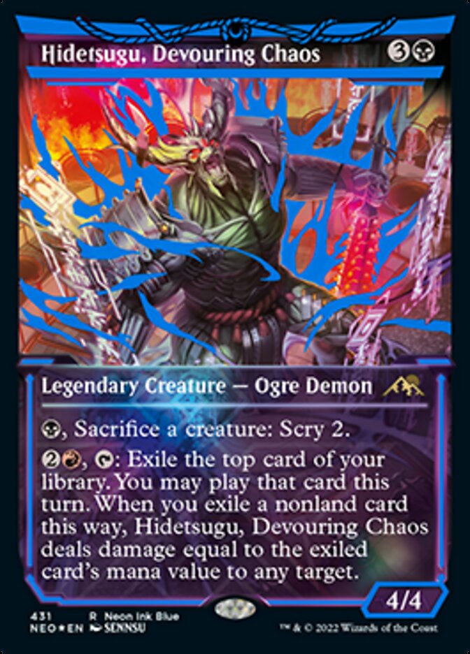 Hidetsugu, Devouring Chaos (Neon Ink Blue) [Kamigawa: Neon Dynasty] | Anubis Games and Hobby