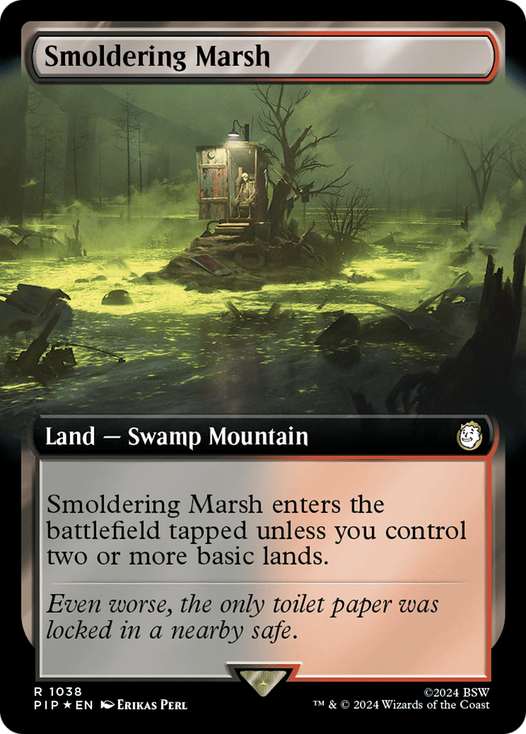 Smoldering Marsh (Extended Art) (Surge Foil) [Fallout] | Anubis Games and Hobby