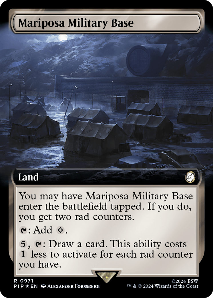 Mariposa Military Base (Extended Art) (Surge Foil) [Fallout] | Anubis Games and Hobby
