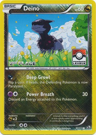 Deino (97/113) (League Promo 2nd Place) [Black & White: Legendary Treasures] | Anubis Games and Hobby
