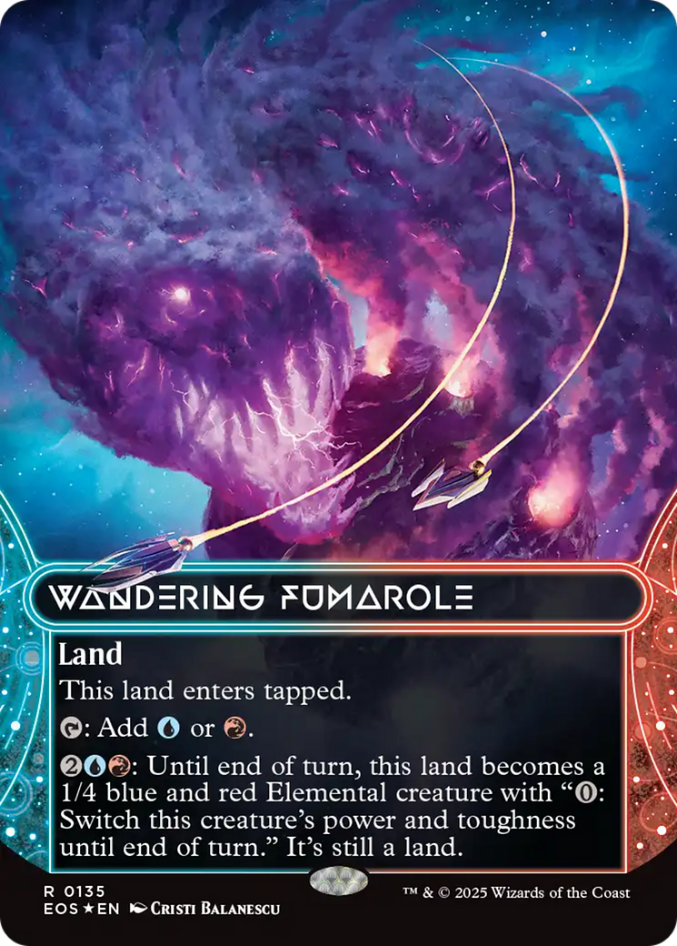 Wandering Fumarole (0135) (Borderless) (Galaxy Foil) [Edge of Eternities: Stellar Sights] | Anubis Games and Hobby