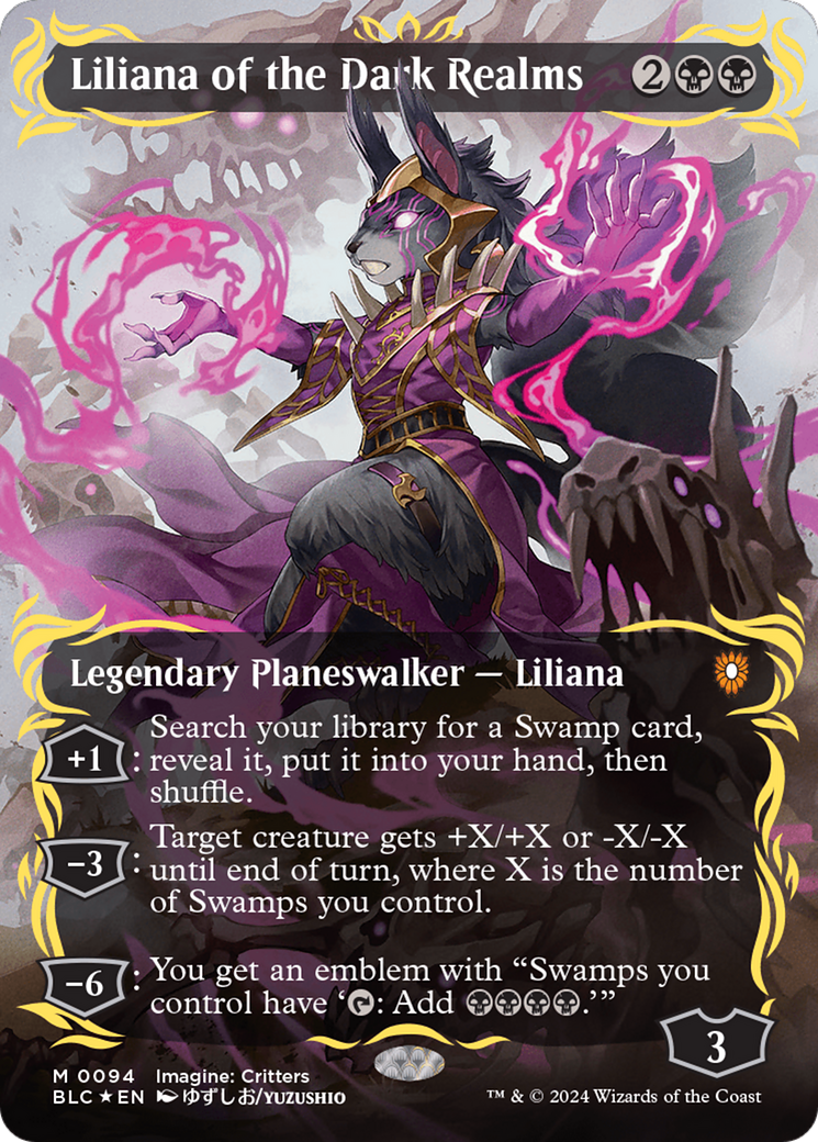 Liliana of the Dark Realms (Borderless) (Raised Foil) [Bloomburrow Commander] | Anubis Games and Hobby