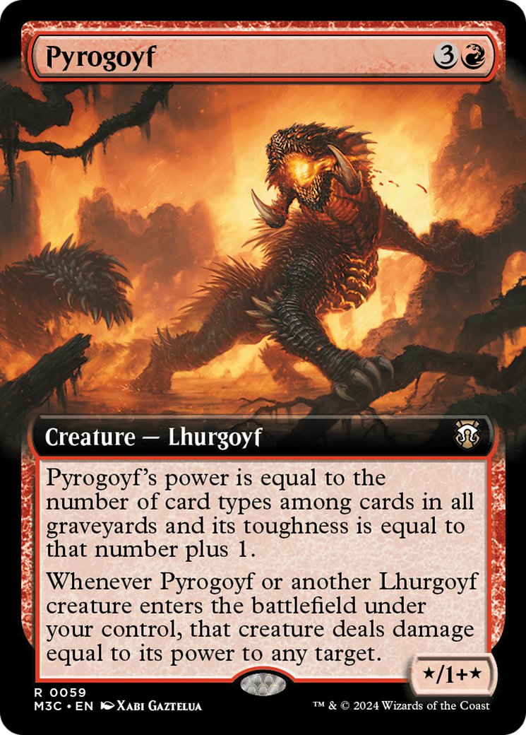 Pyrogoyf (Extended Art) (Ripple Foil) [Modern Horizons 3 Commander] | Anubis Games and Hobby