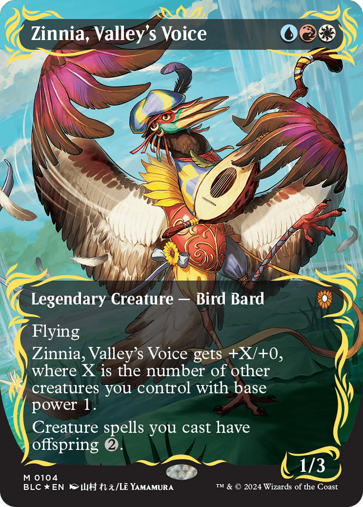 Zinnia, Valley's Voice (Borderless) (Raised Foil) [Bloomburrow Commander] | Anubis Games and Hobby