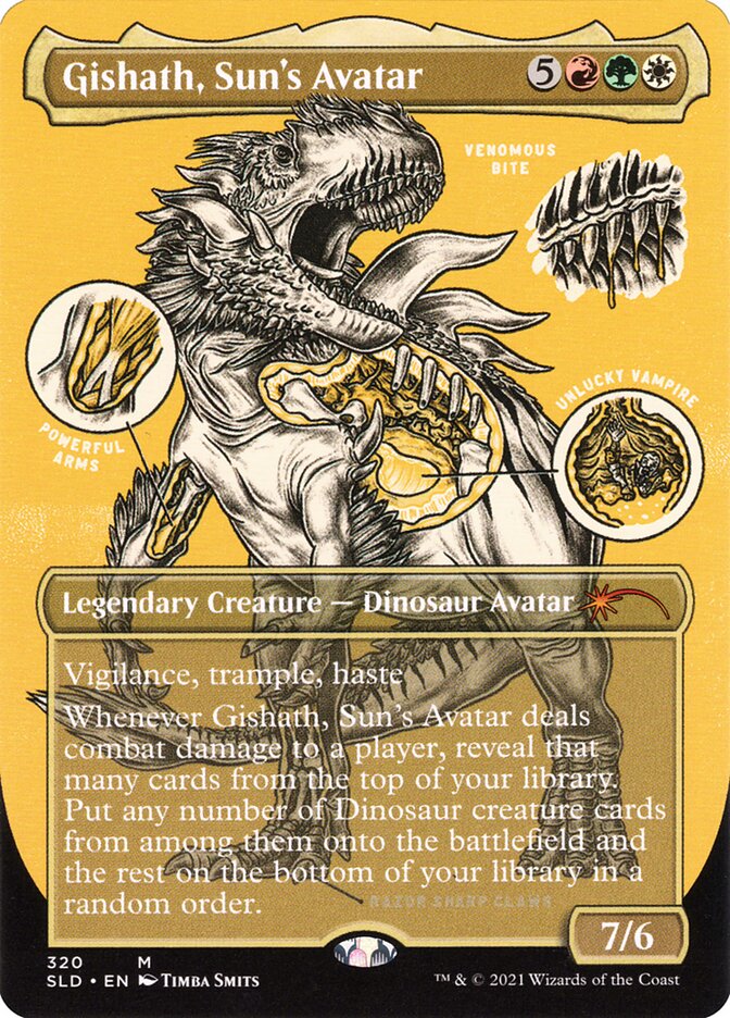 Gishath, Sun's Avatar (Borderless Foil Etched) [Secret Lair Drop Series] | Anubis Games and Hobby