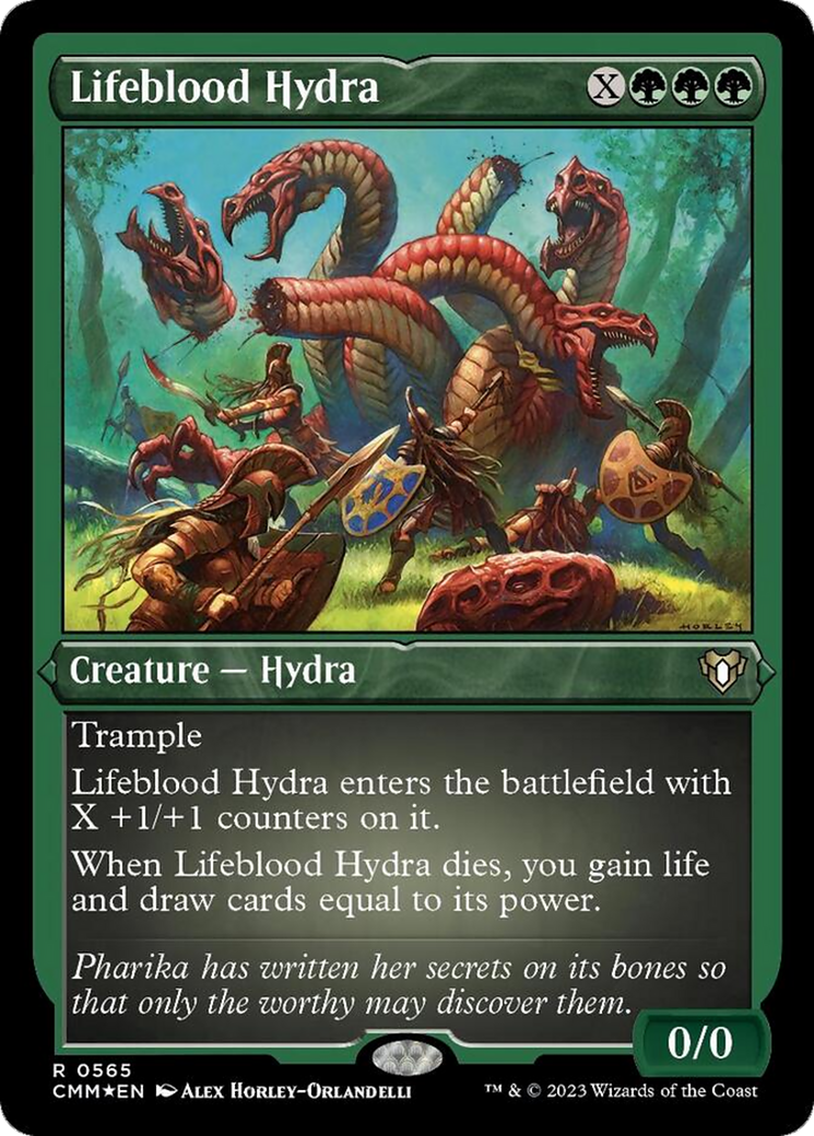 Lifeblood Hydra (Foil Etched) [Commander Masters] | Anubis Games and Hobby