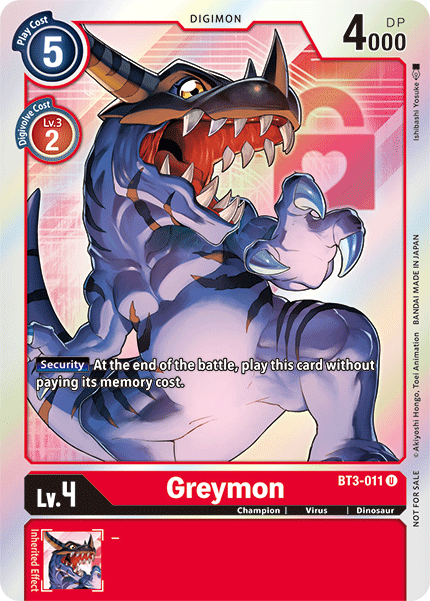 Greymon [BT3-011] (Buy-A-Box Promo) [Release Special Booster Ver.1.5 Promos] | Anubis Games and Hobby