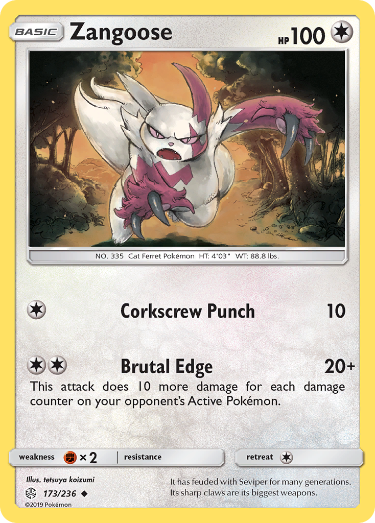 Zangoose (173/236) [Sun & Moon: Cosmic Eclipse] | Anubis Games and Hobby