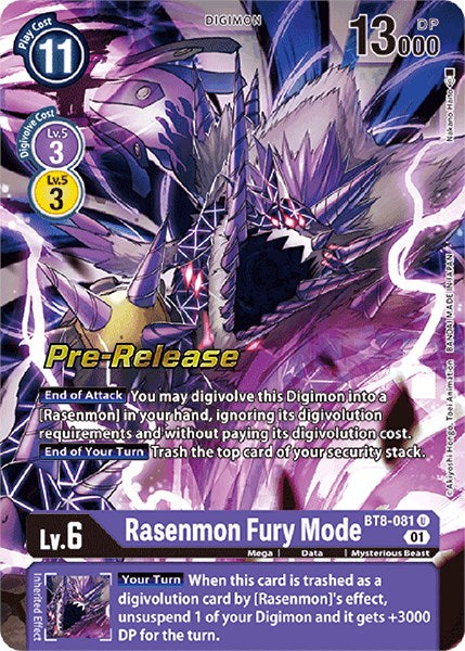 Rasenmon: Fury Mode [BT8-081] [New Awakening Pre-Release Cards] | Anubis Games and Hobby