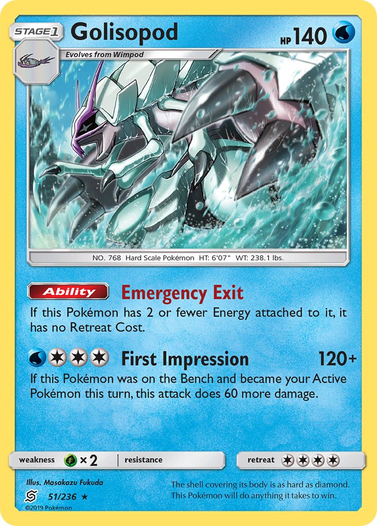 Golisopod (51/236) (Cosmos Holo) (Blister Exclusive) [Sun & Moon: Unified Minds] | Anubis Games and Hobby